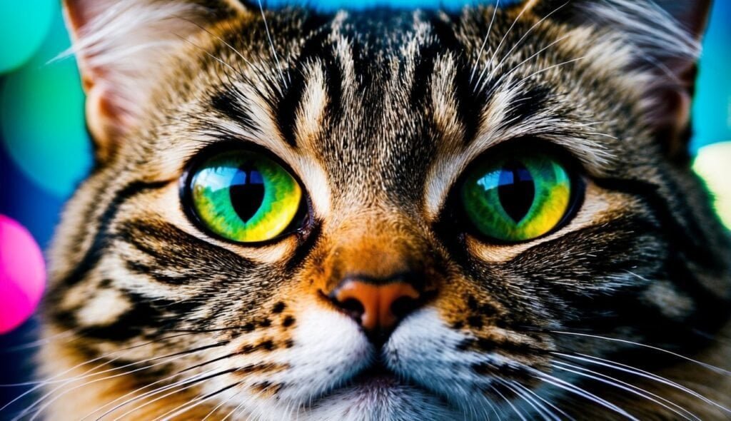 cat with wide pupils in low light, feline vision